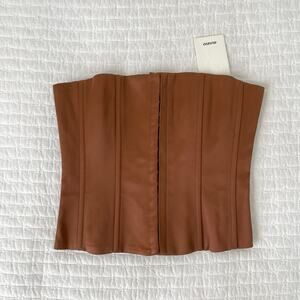 NWT Danielle Guizio Strapless Satin Corset Top in Brown Size XS